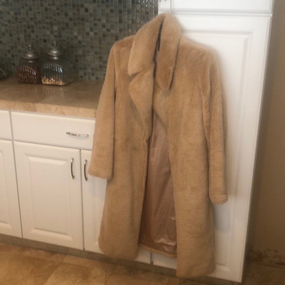 Fake fur three-quarter length coat